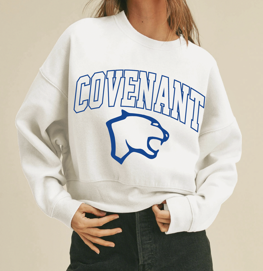 Strong Side Short Cropped Crew Sweatshirt in White