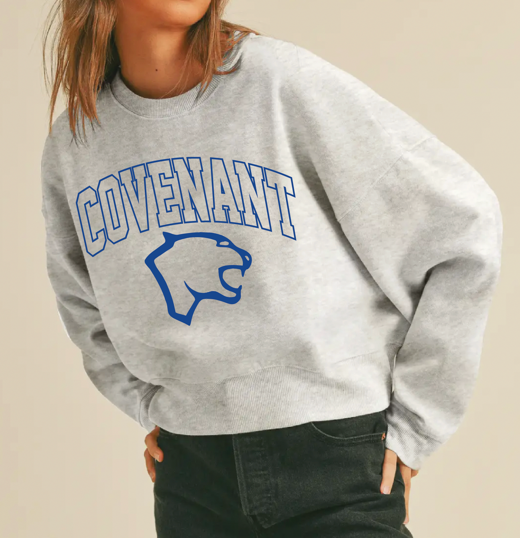 Strong Side Short Cropped Crew Sweatshirt in Lt. Grey Htr