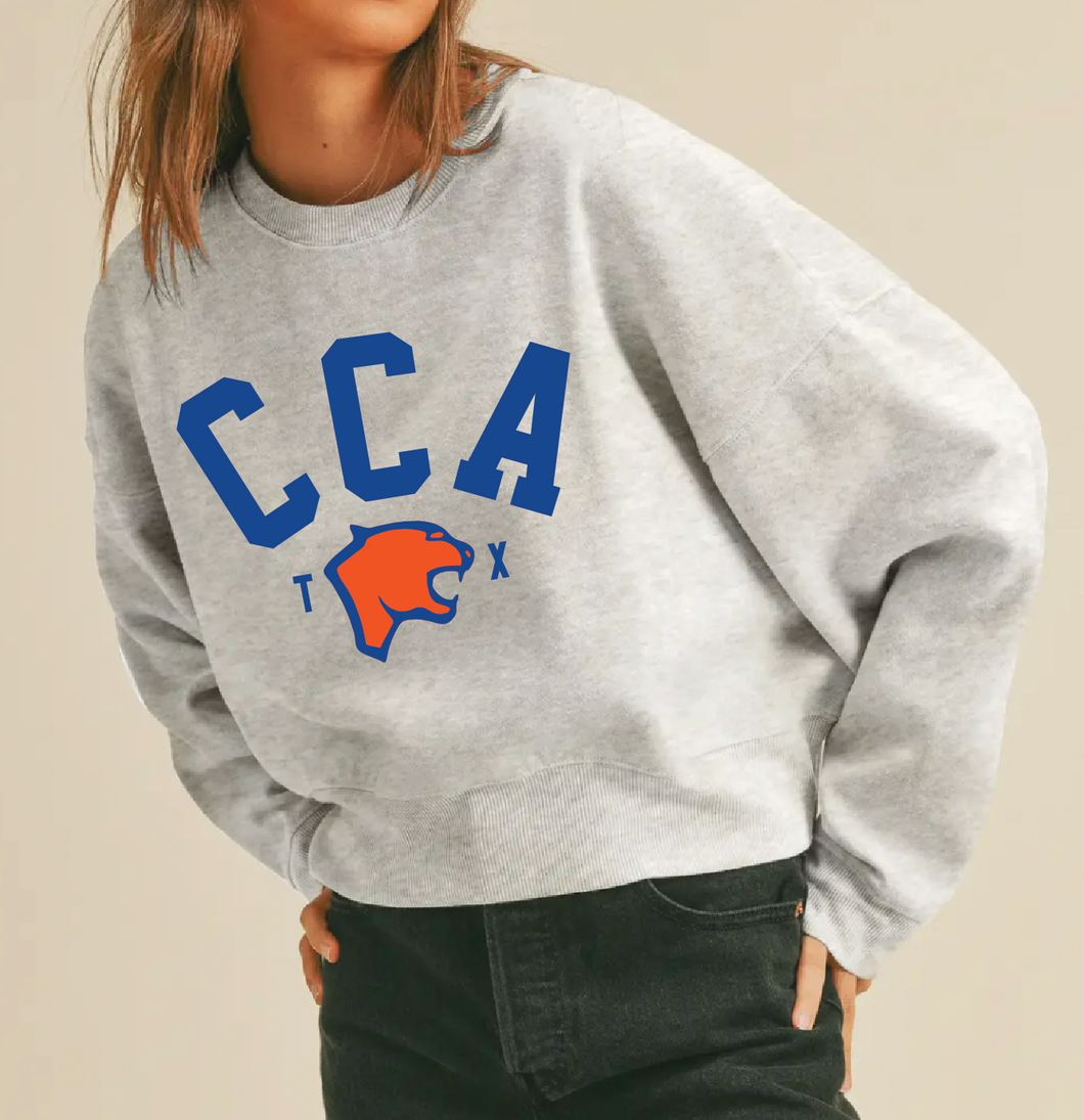 All-In Short Cropped Crew Sweatshirt in Lt. Grey Htr